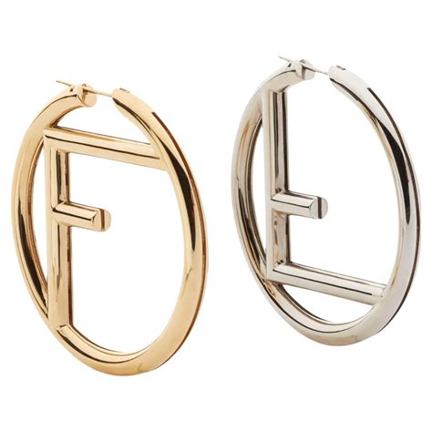 Fendi F Is Fendi Gold & Palladium Hoop Earrings 